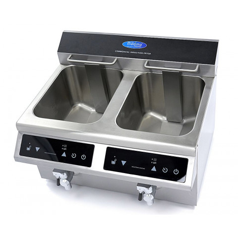 MAXIMA 2x8 Liter Induktions-Fritteuse mit Fettablasshahn