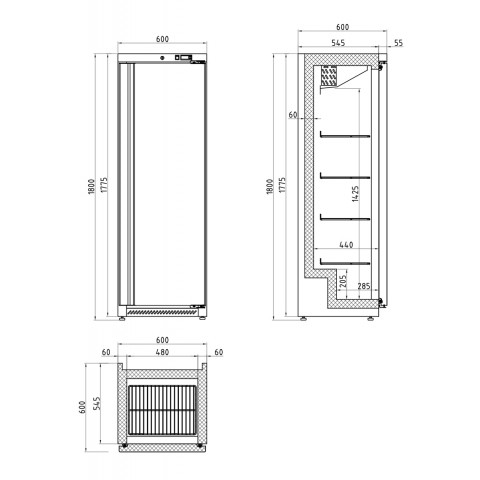 GAMMO 400 Liter Kühlschrank - mit Glastür