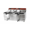 GAMMO elektrische Doppel Friteuse mit Fettablasshahn 16+16 Liter 3+3 kW